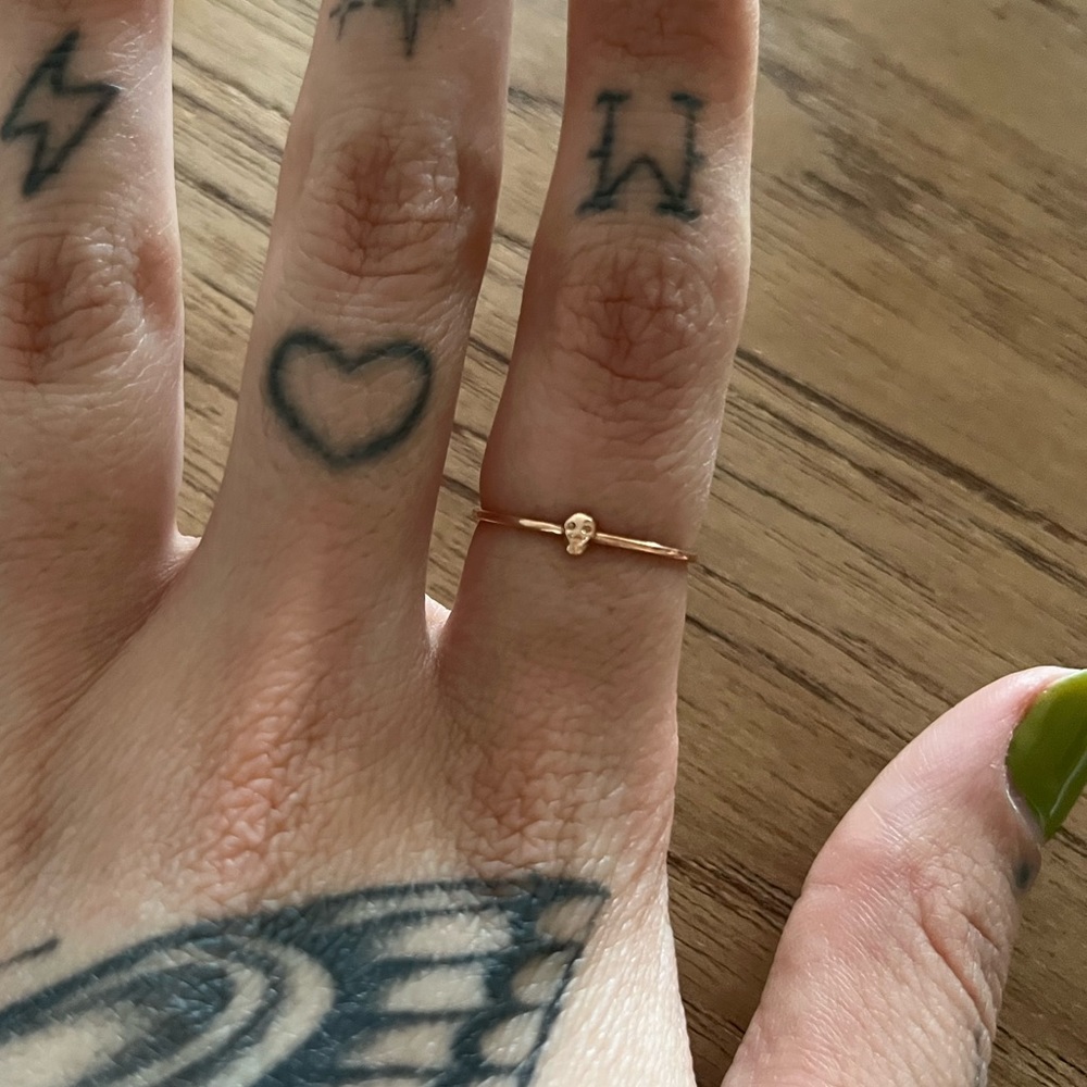 14k Rose Gold “Memento Mori” Mini Skull Ring from Bluboho